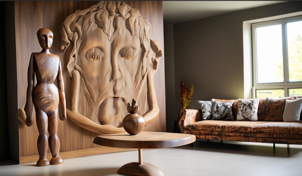 Tượng gỗ trang trí phòng khách Mang nghệ thuật đến không gian sống của bạn