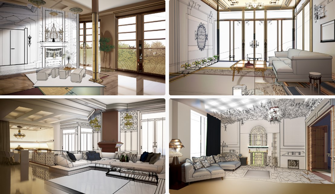 Villa Interior Design Drawings Characterizing Luxury Homes